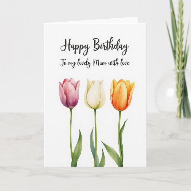 Tarjeta de cumpleaños con flores Scripted Birthday (Anverso)