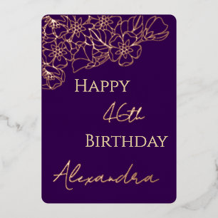 Tarjeta de cumpleaños con foil de flor de oro rosa