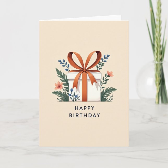 Tarjeta de cumpleaños con follaje alegre (Anverso)