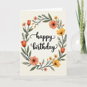 Tarjeta de cumpleaños con follaje verde