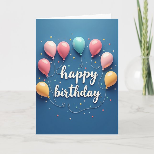Tarjeta de cumpleaños con fondo azul (Anverso)