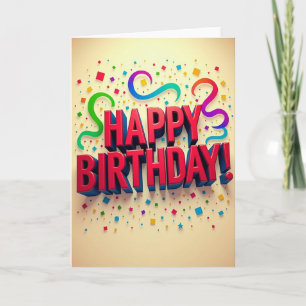 Tarjeta de cumpleaños con forma de texto 3D