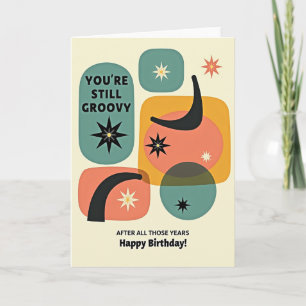 Tarjeta de cumpleaños con formas retro
