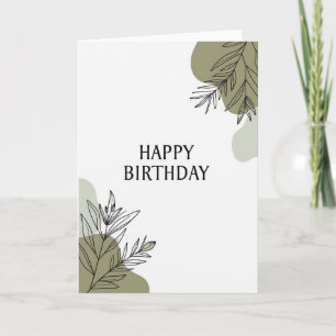 Tarjeta de cumpleaños con formas verdes serenas