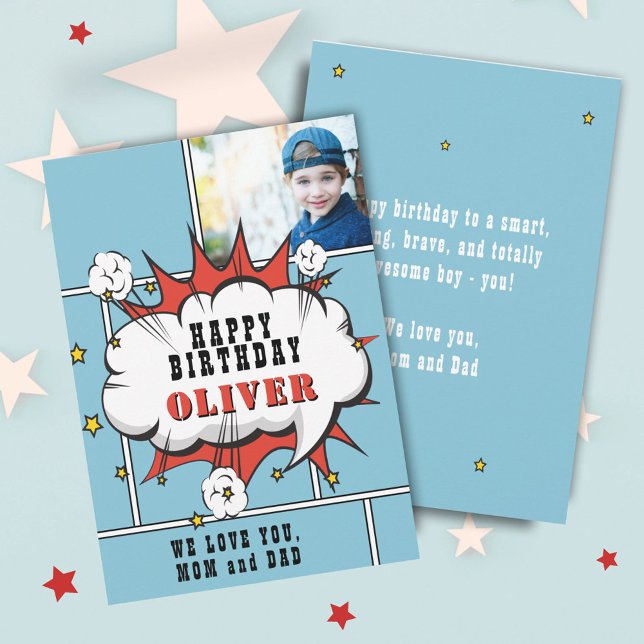 Tarjeta de cumpleaños con foto de burbuja de diálo (Subido por el creador)