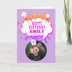 Tarjeta de cumpleaños con foto de burbuja de dibuj