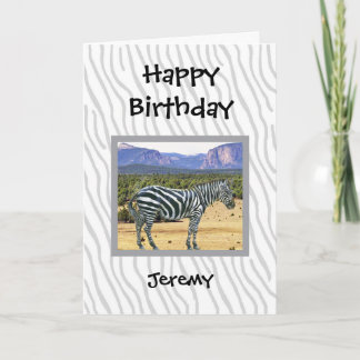 Tarjeta de cumpleaños con foto de cebra para un ni