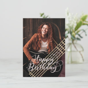 Tarjeta de cumpleaños con foto de guitarra acústic
