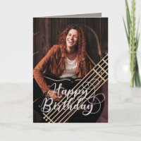 Tarjeta de cumpleaños con foto de guitarra acústic