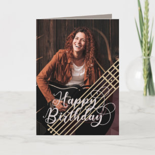Tarjeta de cumpleaños con foto de guitarra acústic