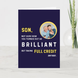 Tarjeta de cumpleaños con foto de hijo divertido y