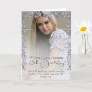 Tarjeta de cumpleaños con foto de lavanda vintage