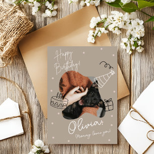 Tarjeta de cumpleaños con foto de mascota moderna 