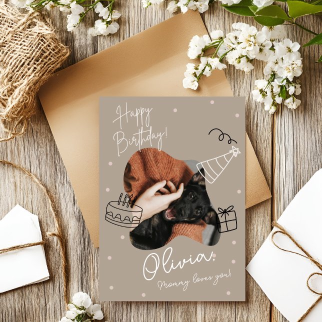 Tarjeta de cumpleaños con foto de mascota moderna  (Subido por el creador)