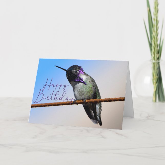 Tarjeta de cumpleaños con foto de pájaro Hummingbi (Anverso)