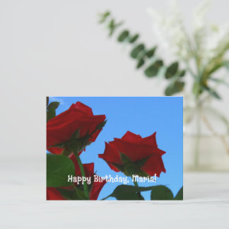 Tarjeta de cumpleaños con foto de rosas rojas eleg