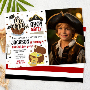 Tarjeta de cumpleaños con foto de tema pirata Ahoy