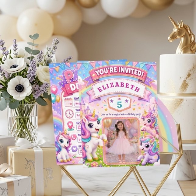 Tarjeta de Cumpleaños con Foto de Unicornio Arcoír (Subido por el creador)