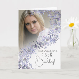Tarjeta de cumpleaños con foto elegante de lavanda
