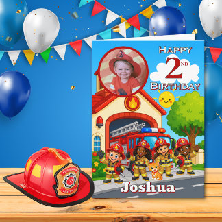 Tarjeta de cumpleaños con foto para bombero 2º