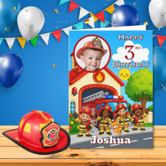 Tarjeta de cumpleaños con foto para bombero 3º