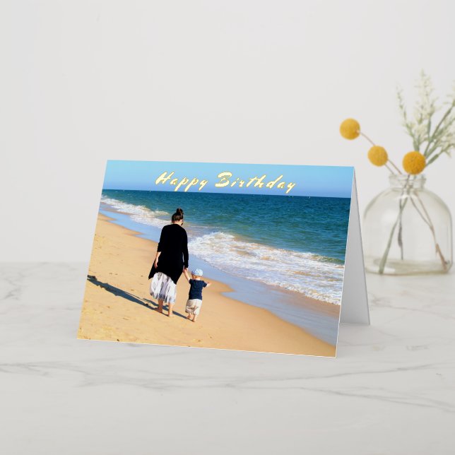 Tarjeta de cumpleaños con foto personalizada con t (Flor dorada)