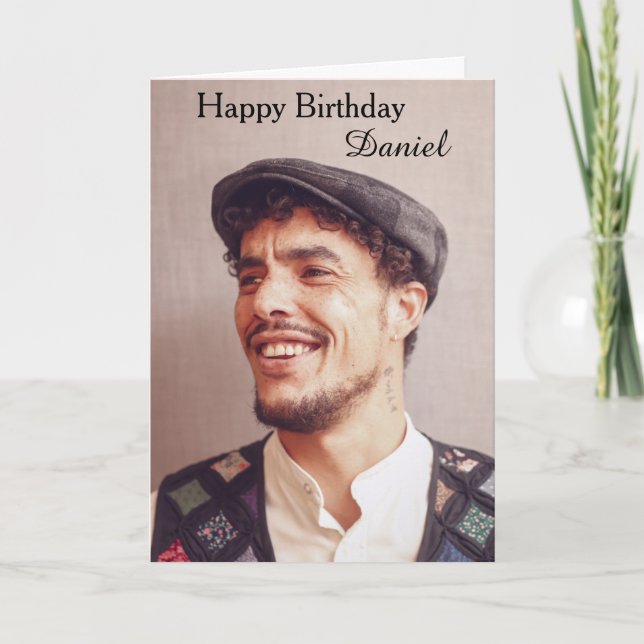 Tarjeta de cumpleaños con foto simple moderna (Anverso)