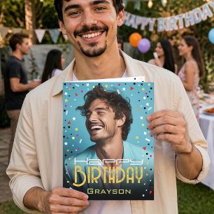 Tarjeta de cumpleaños con foto y nombre personaliz