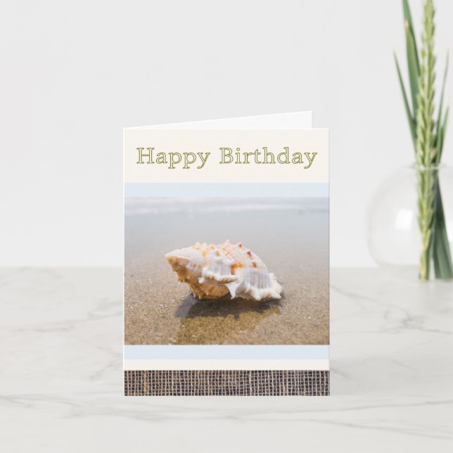 Tarjeta de cumpleaños con fotografía de concha de  (Anverso)