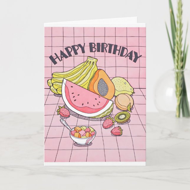 Tarjeta de Cumpleaños con Frutas Frescas con Lette (Anverso)