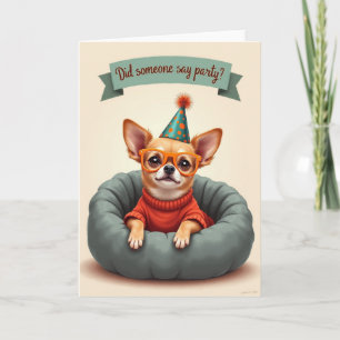 Tarjeta de Cumpleaños con Gafas para Perrito Alegr