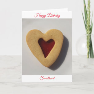 Tarjeta de cumpleaños con galleta rellena de merme