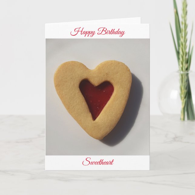 Tarjeta de cumpleaños con galleta rellena de merme (Anverso)