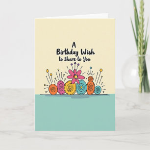 Tarjeta de cumpleaños con garabatos caprichosos