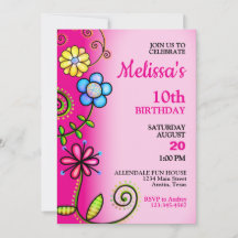 Tarjeta de Cumpleaños con Garabatos de Flores Colo