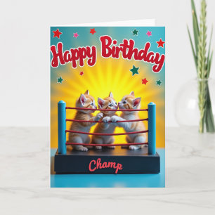 Tarjeta de cumpleaños con gatito en anillo dulce