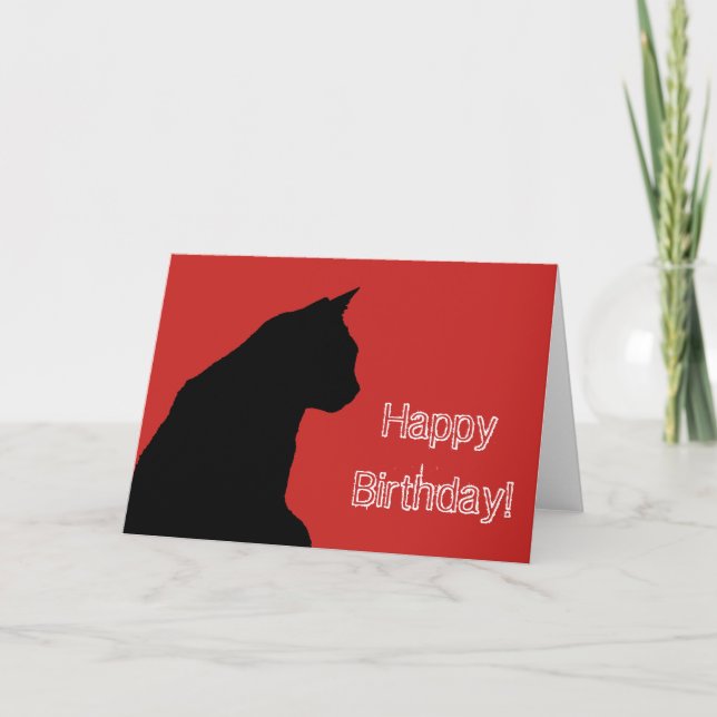 Tarjeta de cumpleaños con gato negro (Anverso)