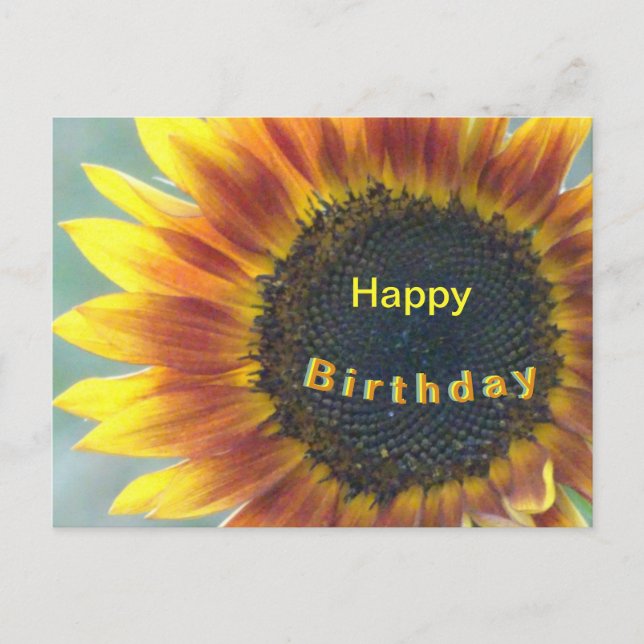 Tarjeta de cumpleaños con girasol naranja amarillo (Anverso)