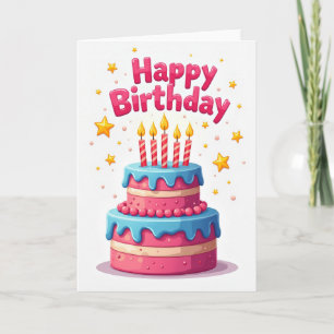 Tarjeta de cumpleaños con glaseado azul cielo
