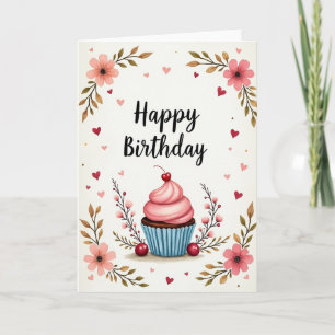 Tarjeta de cumpleaños con glaseado de cereza