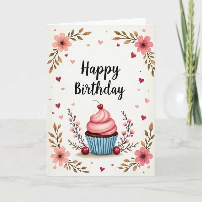 Tarjeta de cumpleaños con glaseado de cereza (Anverso)