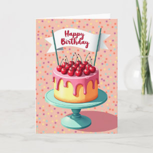 Tarjeta de cumpleaños con glaseado rosa