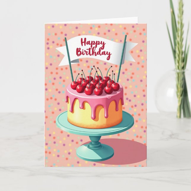 Tarjeta de cumpleaños con glaseado rosa (Anverso)