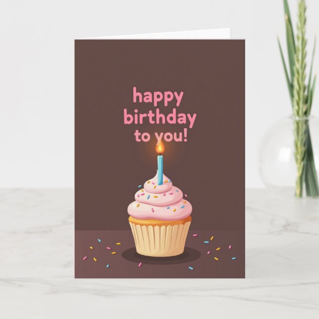 Tarjeta de Cumpleaños con Glaseado Rosa (Anverso)