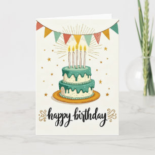 Tarjeta de cumpleaños con glaseado teal