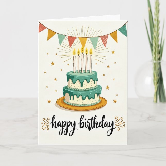 Tarjeta de cumpleaños con glaseado teal (Anverso)