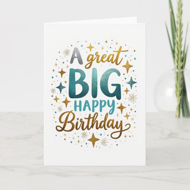 Tarjeta de cumpleaños con Glitter Script (Anverso)