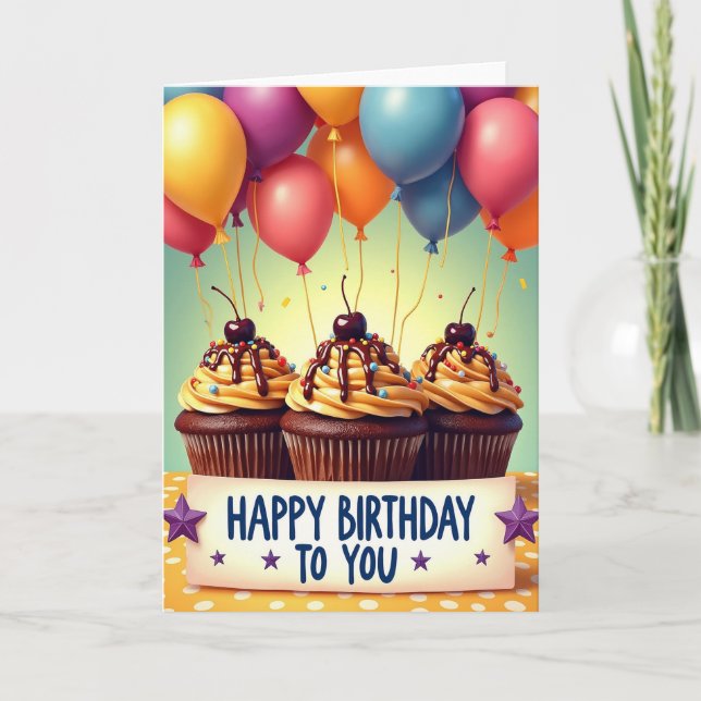 Tarjeta de Cumpleaños con Globo (Anverso)