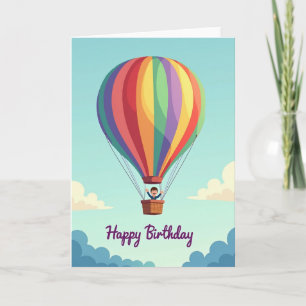 Tarjeta de cumpleaños con globo aerostático