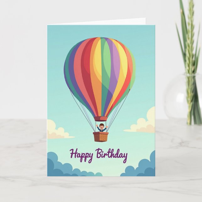 Tarjeta de cumpleaños con globo aerostático (Anverso)